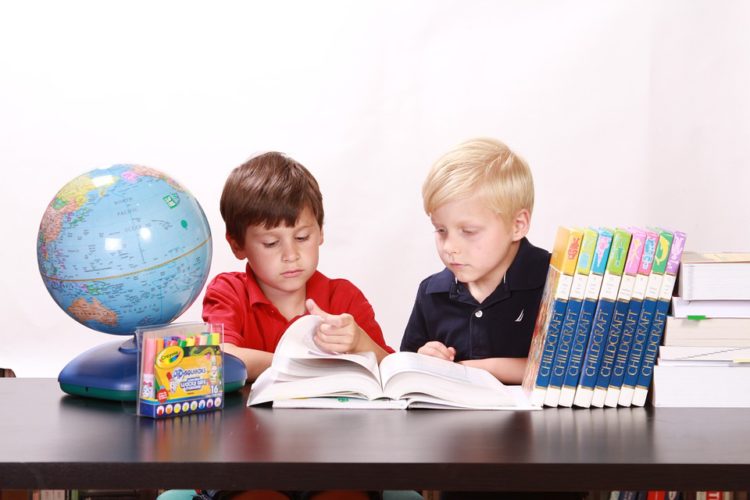 Kids studying their lesson